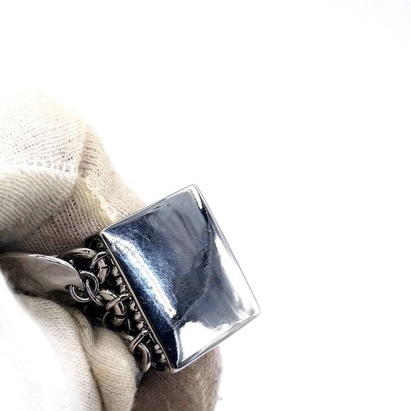 Vintage KJL Silver Hammered Disc Charm Bracelet-Kenneth Jay Lane - Picture 5 of 5